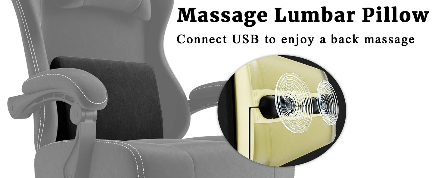 Ergonomic Gaming Chair, Electronic Gaming Chair With Massage Lumbar Support And Foot Pedals, Fabric Computer Chair
