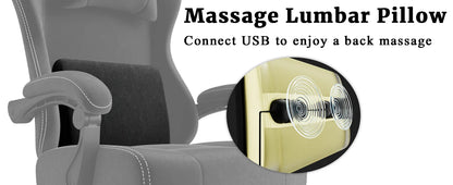 Ergonomic Gaming Chair, Electronic Gaming Chair With Massage Lumbar Support And Foot Pedals, Fabric Computer Chair