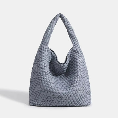 Women's Fashionable Woven PU Leather Tote Bag Shoulder Handbag Top-Handle Bag with Purse - Stylish Woven Bag Purses