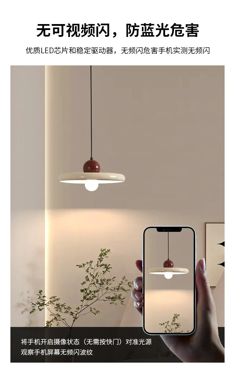 Nordic Cream Style Flying Saucer Pendant Light Restaurant Living Room Bedroom Bedside Lamp Home Interior Decorative Lamp 20/30cm