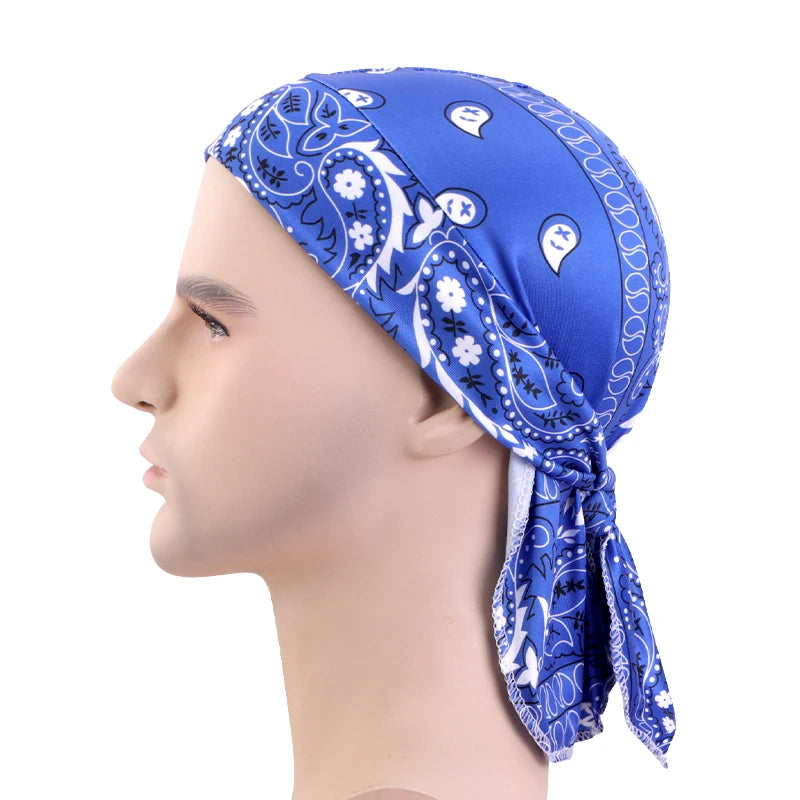 New Paisley Print Hip Hop Turban Cap Elastic Head Wraps Breathable Casual Durags Candy Color Durag Unisex Bandana Pirate Hats