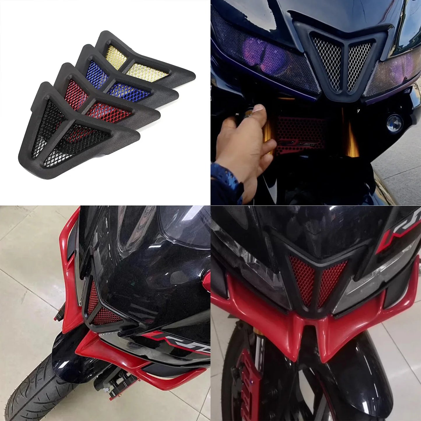 Dirt bike accessories moto decorative air Inlet Head Cover Aluminum Mesh Intake Guard Protector for Yamaha R15-V3 2017-2020