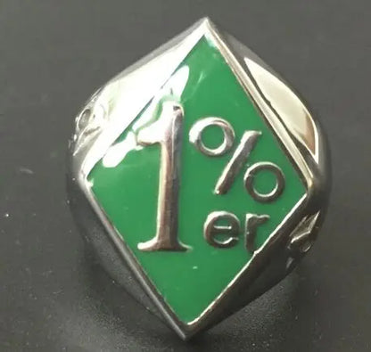 Drop Shipping Fashion Green Red 1%ER Biker Ring 316L Stainless Steel Hot Motor Biker Club Ring