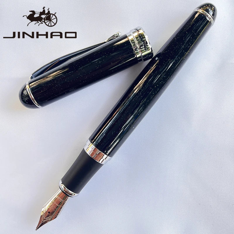 1 PCS Jinhao X750 Fountain Pen Set Medium Nib With Ink Converter Silver Trim Fancy gift calligraphy writing pen