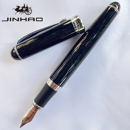 1 PCS Jinhao X750 Fountain Pen Set Medium Nib With Ink Converter Silver Trim Fancy gift calligraphy writing pen