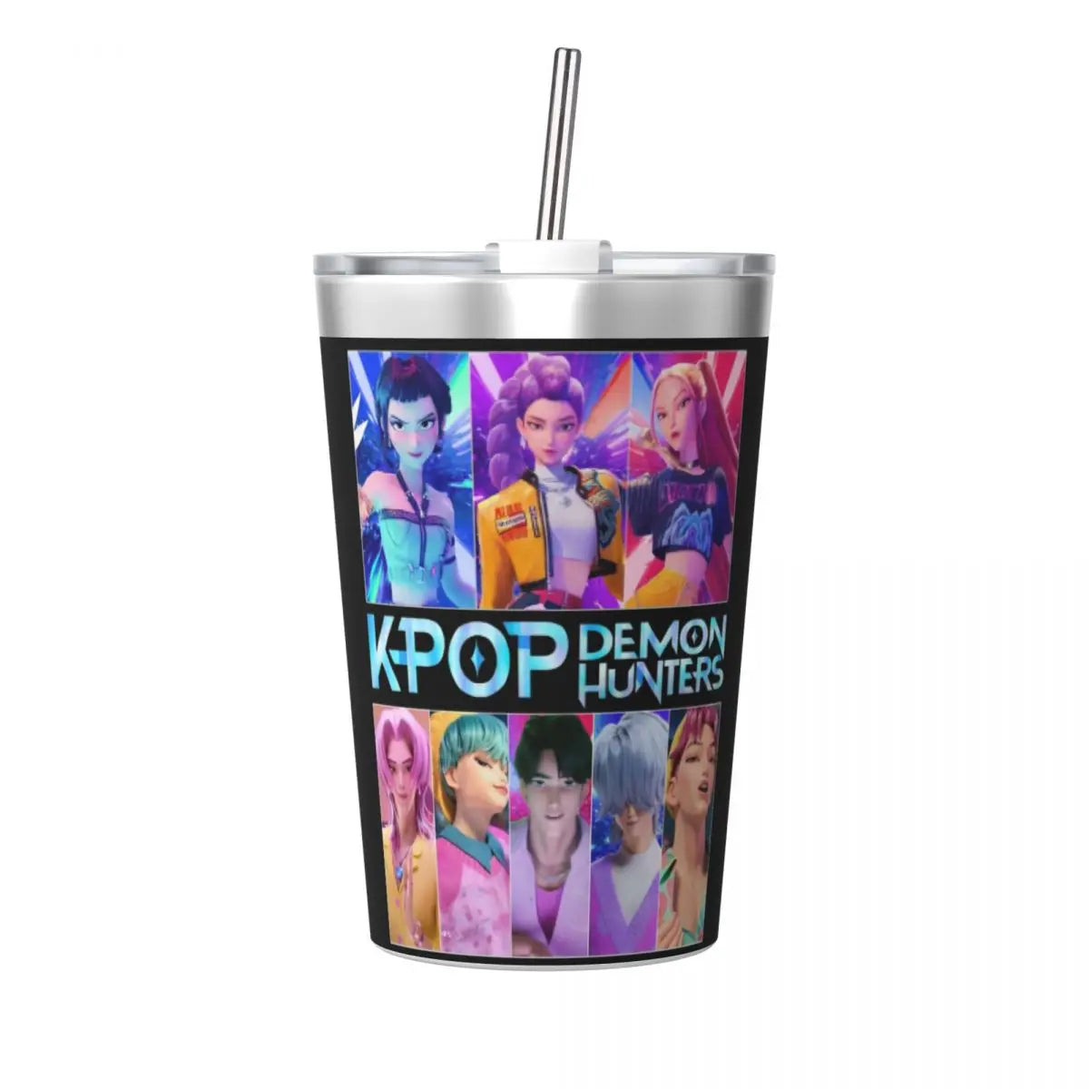 Mystery Saja Boys Kpop Demon Hunters Tumbler With Straw For Kids Stainless Steel Travel Mugs Double Wall Vacuum Insulated 12oz