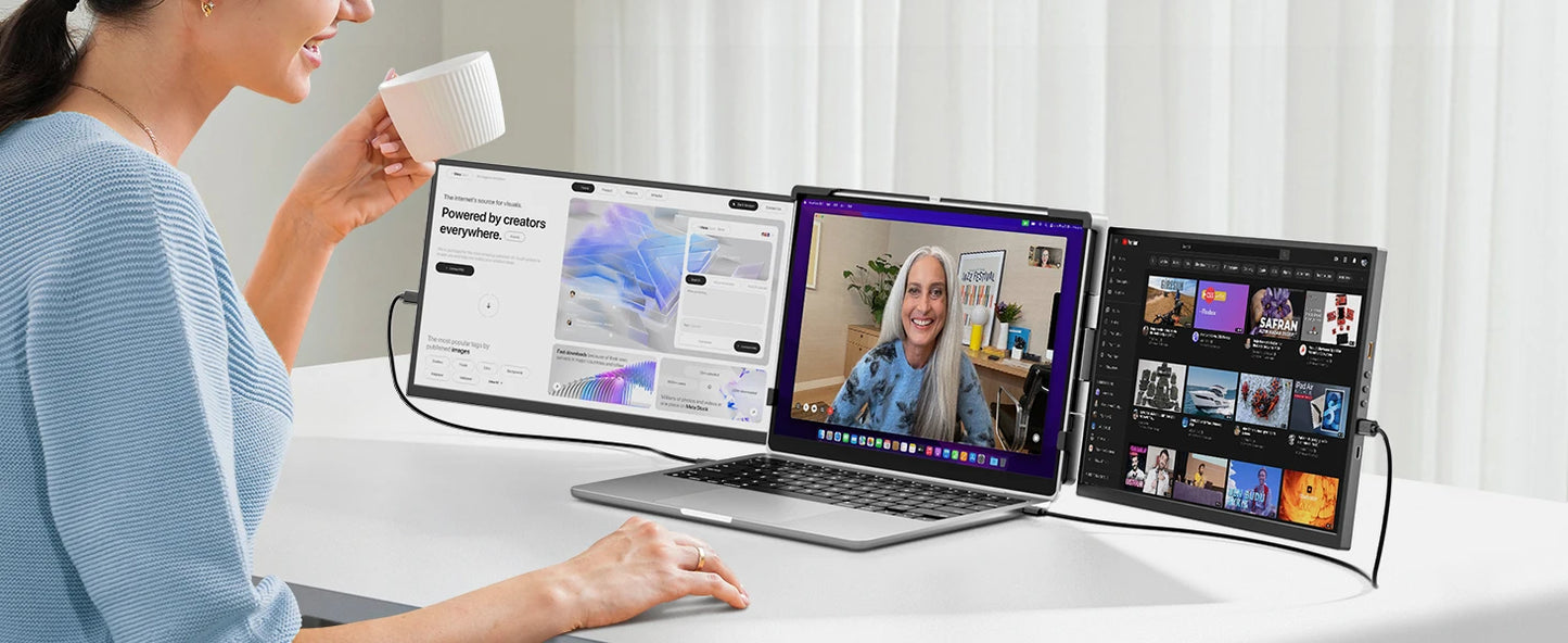 15.6inch Triple Screen Extender For Laptops 1080P FHD IPS Portable Dual External Monitors For Macbook Windows Extension 13-17"