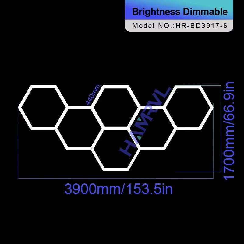 Hexagon Dimmable LED Ceiling Light Modern Honeycomb Panel with 3-Level Dimming 100%/50%/20% for Living Room Bedroom Salon Garage