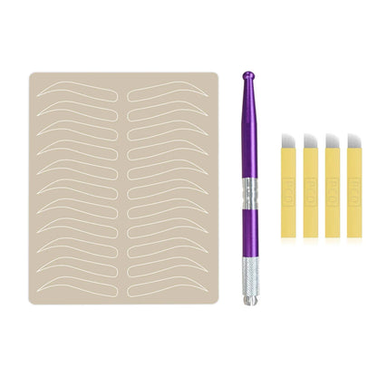 Microblading Eyebrow Practice Kit Eyebrow Tattoo Practice Latex Skin Manual Pen Microblading Needle for Permanent Makeup 4 Types