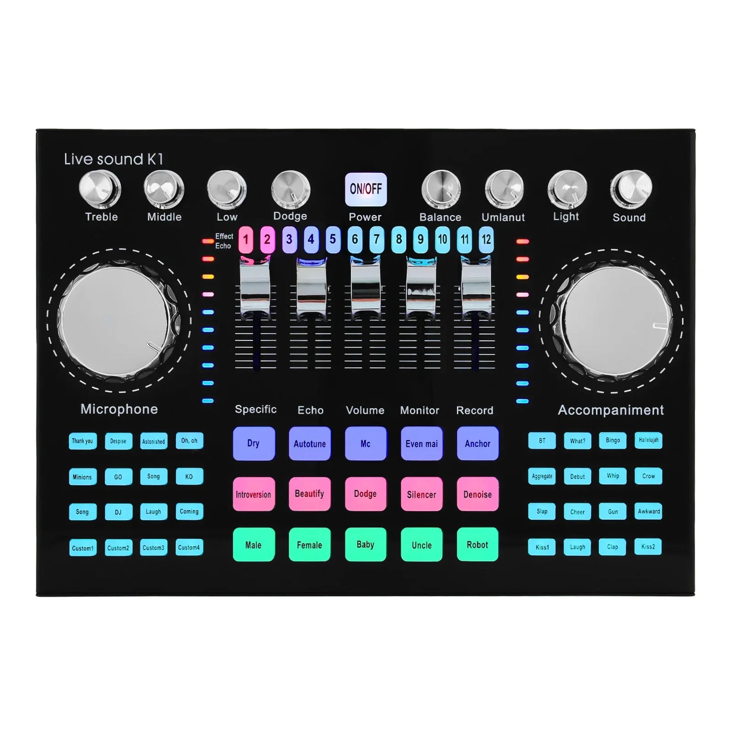K1 Live Sound Card Portable Internet Celebrity Live Broadcast Special Sound Equipment Universal for Music Recording Karaoke Sing