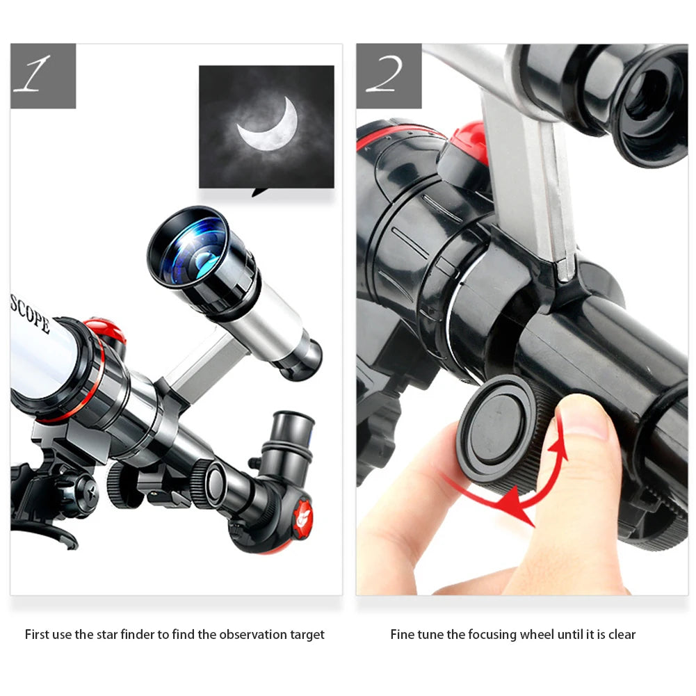 20X 30X 40X Astronomical Telescope Portable Travel Telescope Monocular HD Moon Space Planet Observation for Children Gifts