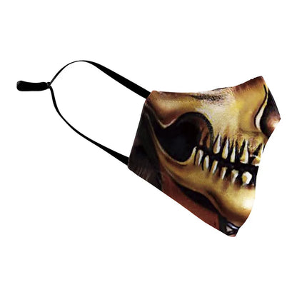 3D Printed Horror Skull Pattern Mask Ghost Zombie Half Face Masks Unisex Adjustable Party Mascara Halloween Carnival for Adult
