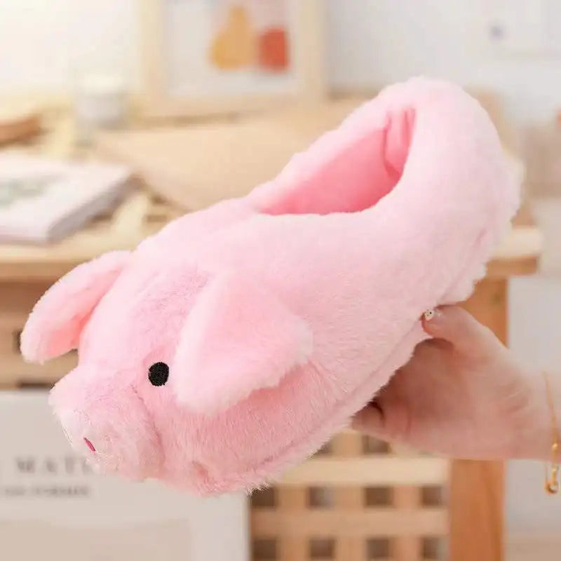 Winter Women Warm Indoor Slippers Ladies Fashion Cute Pink Pig Shoes Women's Soft Short Furry Plush Home Floor Slipper SH467