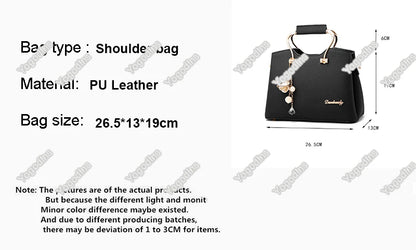 Luxury Handle Bags For Women PU Leather Pendant Crossbody Bag Large Capacity Messenger Handbag Middle-aged Mommy Bags Tote Purse