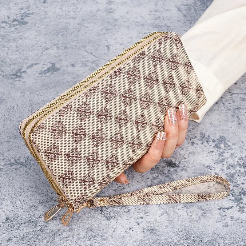 Wallet female long large-capacity coin purse double zipper women's clutch bag multifunctional mobile phone bag coin purse bag fe