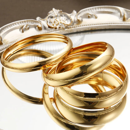 3 Pcs/Set Classic Gold Color Wide Bangles for Women Exaggerated Heavy Metal Big Bracelet Luxury Wedding Jewelry Accessories 2025