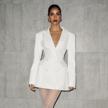 Avrilyaan Casual Pleated Sexy Dress Women 2025 Elegant Party Dress Blazer Long Sleeves Bodycon Mini Autumn Winter Dress Vestidos