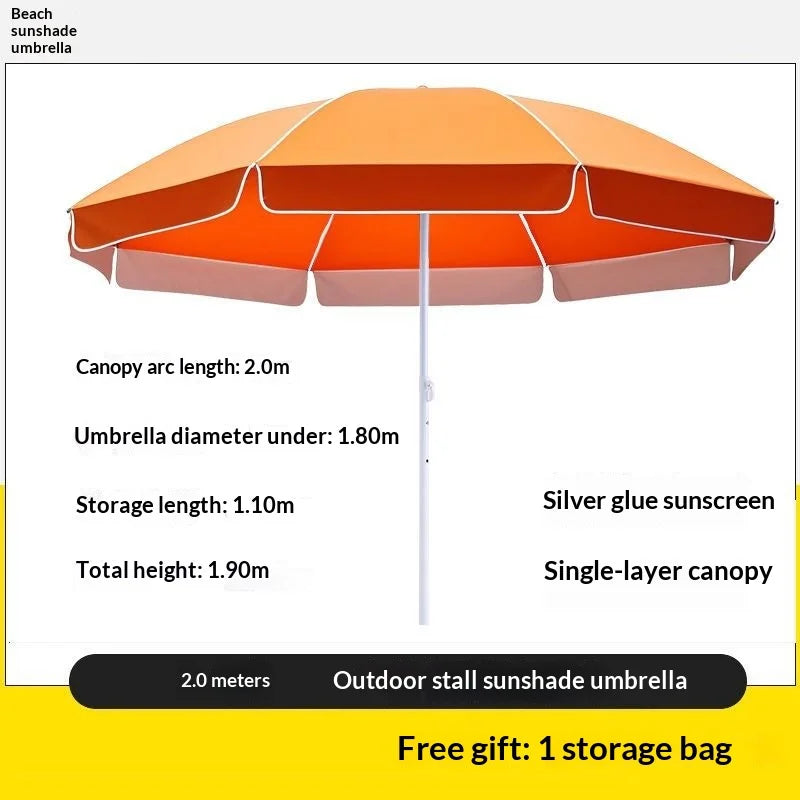 Double Layer UV Sun Shade Outdoor Patio Umbrella Commercial Market Stall Silver Coated Waterproof Heavy Duty Base Outdoor