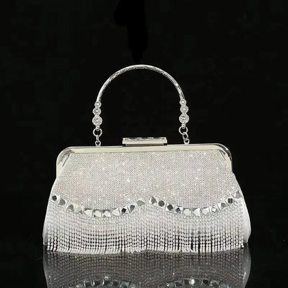 Gorgeous and Shiny Diamonds Rhinestones Tassels Handle Evening Bags for Party and Wedding Clutch Purse Designer Bags Handbags