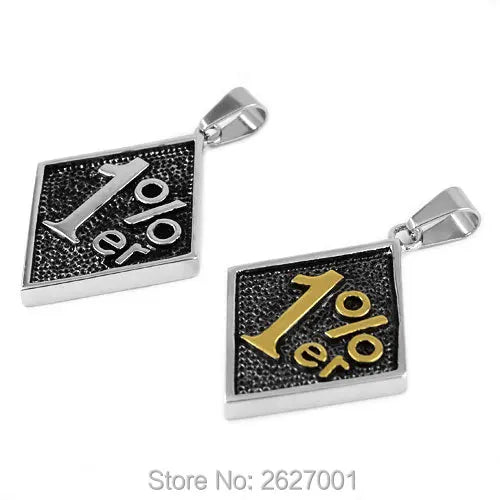 Wholesale Black Red Blue Yellow One Percent Pendant Stainless Steel Jewelry Classic 1% ER Biker Mens Women Pendant SWP0063A