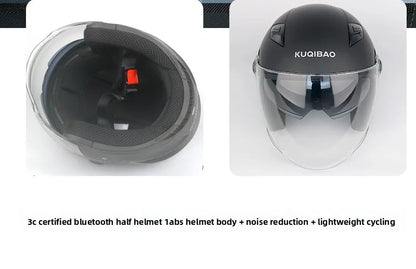 HOT KUQIBAO Bluetooth Motorcycle Helmet 3/4 Open Face, Dual Visor, ABS Shell with Noise Control & Ventilation & Removable Liner