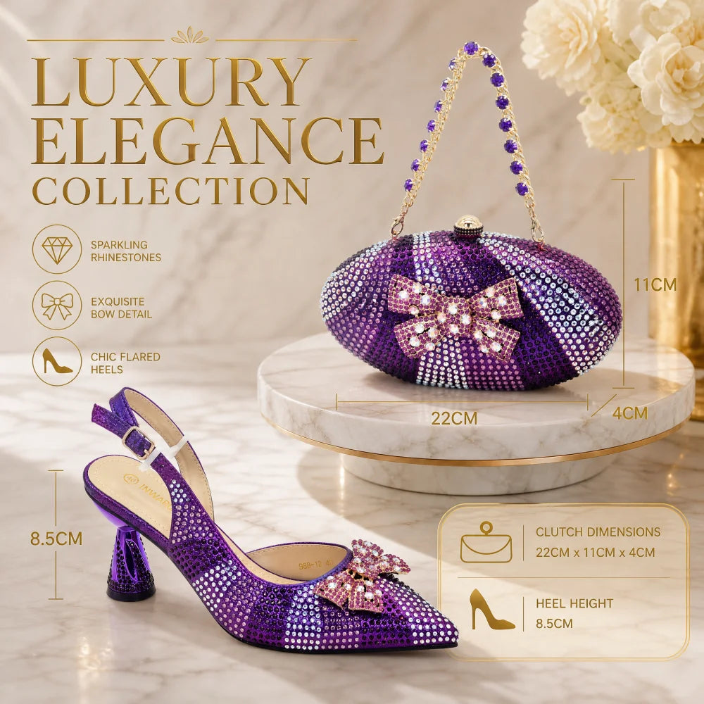 Italian Shoe and Bag Set Designer Wedding Fashion Party Shoes and Bag Match for Women Elegant Woman Heeled Shoes for Wedding