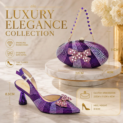 Italian Shoe and Bag Set Designer Wedding Fashion Party Shoes and Bag Match for Women Elegant Woman Heeled Shoes for Wedding