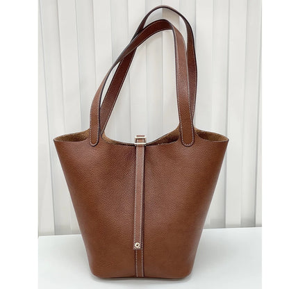 Mendy Large Women's Bag Vintage Leather Bucket Bag 26CM Tote Hobo Bag for Women Soft Leather Underarm Shoulder Purse Handbag New