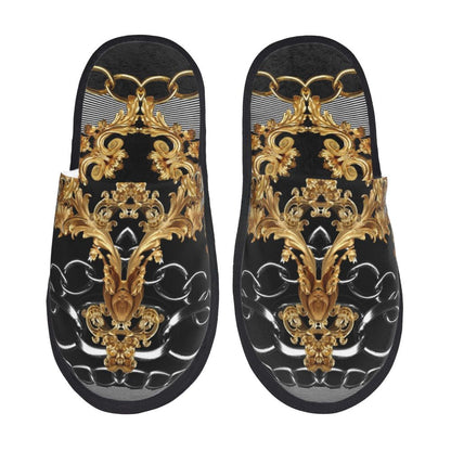 Custom Queen Of Absolutely Everything Gold Baroque Soft Memory Foam House Slippers Women Comfy Warm Anti-skid Sole Slipper