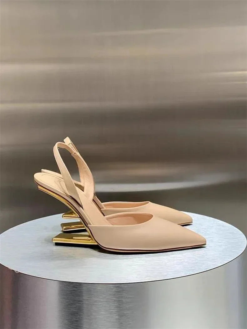 Women Single Shoes Fashion Sexy Anti Slip High Heels 2025New Special-shaped Half-support Simple Banquet Shoes for Women Footwear