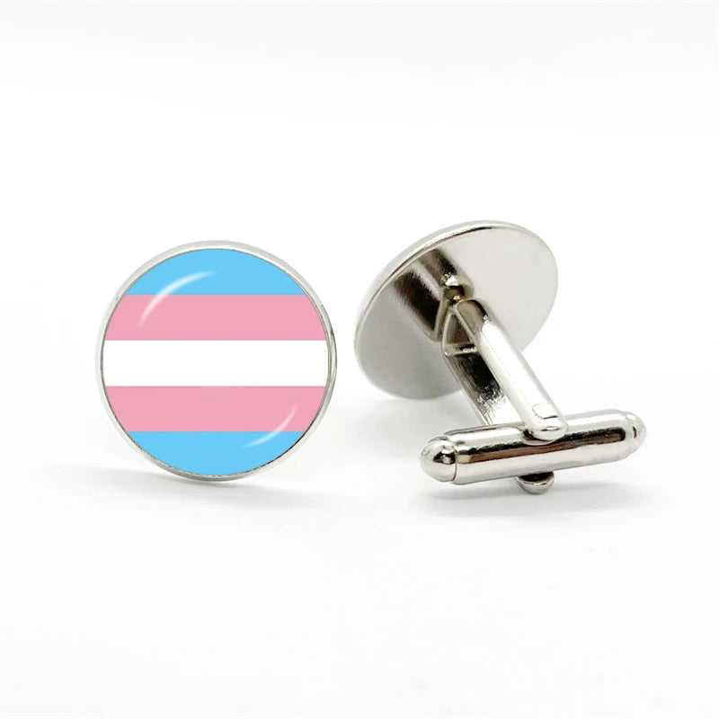 LGBT Rainbow Pride Cufflinks Man High Quality Jewelry Accessories Gay Pride Rainbow Flag Photo Suit Shirt Cuff Links Gift