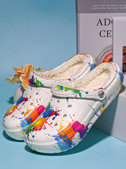 Women's winter warm clogs, fashionable and casual style, can be worn indoors or outdoors