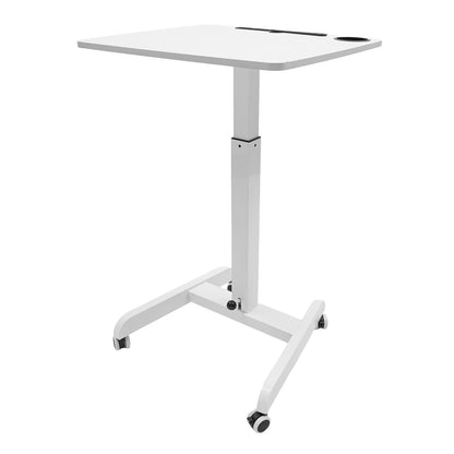 20.5*23.6*44.2in Standing Foot Pedal Lifting Table, Mobile Standing Table, Portable Podium with Wheels - White