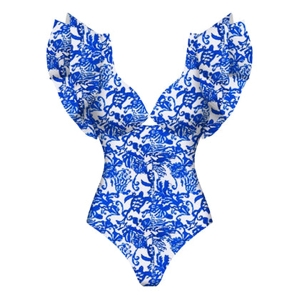 2026 New Sexy Ruffle Bikini Set Printed Brazilian Biquini Women Swimwear Skirt Bathing Suit Girls Summer Beachwear Dress