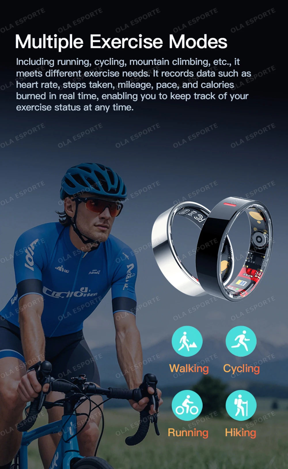 Men Women Fashion Smart Ring Sleep Heart Rate Blood Pressure Monitoring Bluetooth Connection Multiple Sports Modes Fitness Rings