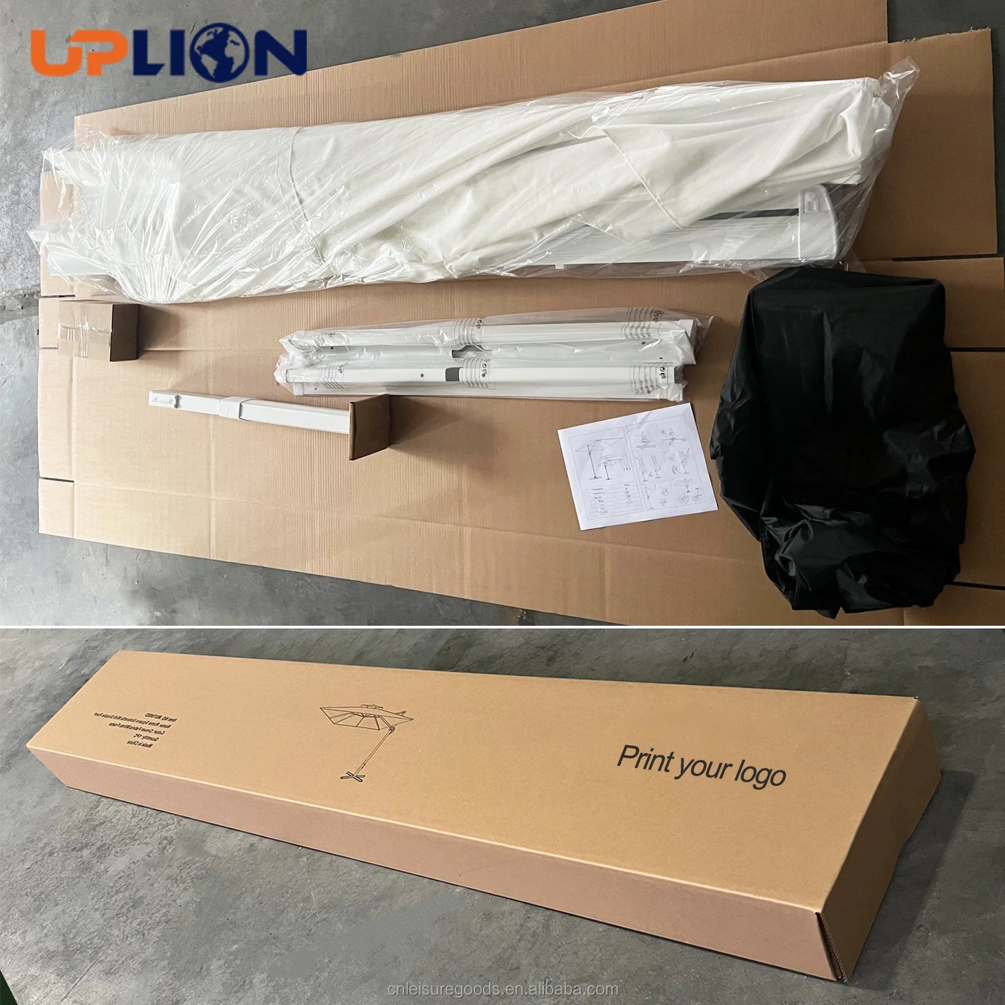 Uplion Modern Large 3M*3M  8ribs with LED Mini Roma Umbrella Double Roof Patio Umbrella Garden  Cantilever Parasol