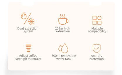 HiBREW 5 in 1 Multiple Capsule Coffee Machine Hot/Cold DG Cappuccino Nes Small Capsule ESE Pod Ground Coffee Cafeteria 20Bar H2B