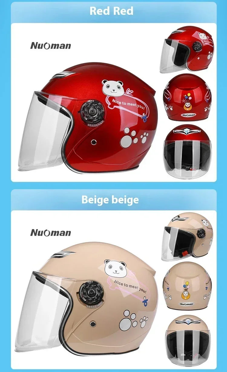 Cartoon Children Helmet With Pattern Four Seasons Safety Protection Child Outdoor Sports Motorcycle Open Face Cute