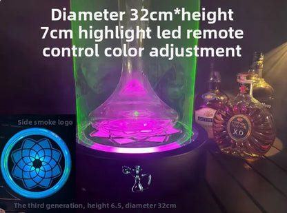LED Smoking Table Lamp with Laser Light & Charging Base for Hookah Portable Neon Smoke Glow Lamp for Bar Party Laser Effects