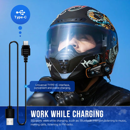 2pcs Fodsports FX8 Pro Motorcycle Helmet Intercom Bluetooth Headset Interphone,10 Riders 2000M,Dual Chip,Support APP.