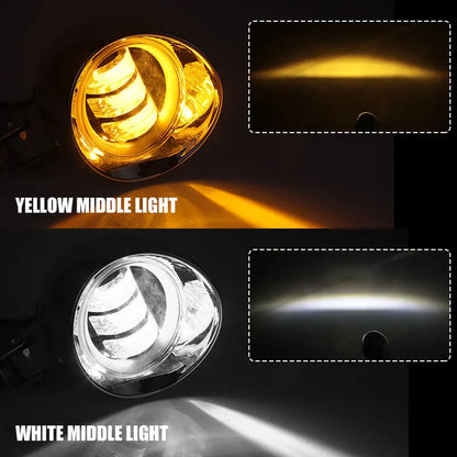 Motorcycle LED Spot Driving Light Dual Color Headlight Auxiliary Spotlight Lamp ATV Scooter Moto Fog Light for Honda Kawasaki