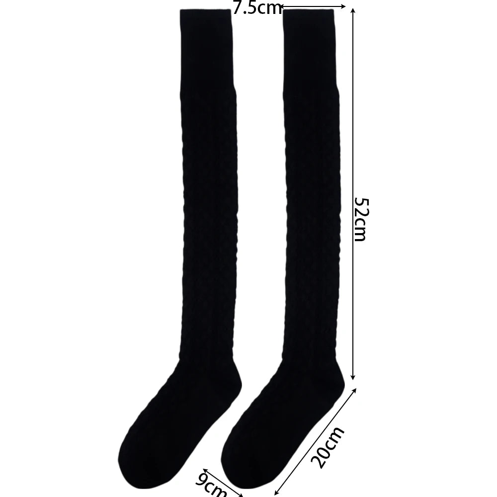 Women Classic Striped Knee High Socks Autumn Black White Gray Thicken Warm Thigh Socks Fashionable Comfortable Long Stockings