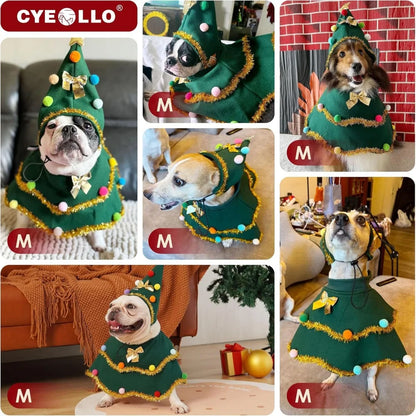 Dog Christmas costume, puppy Christmas cloak costume, cute cat costume, Christmas role-playing party