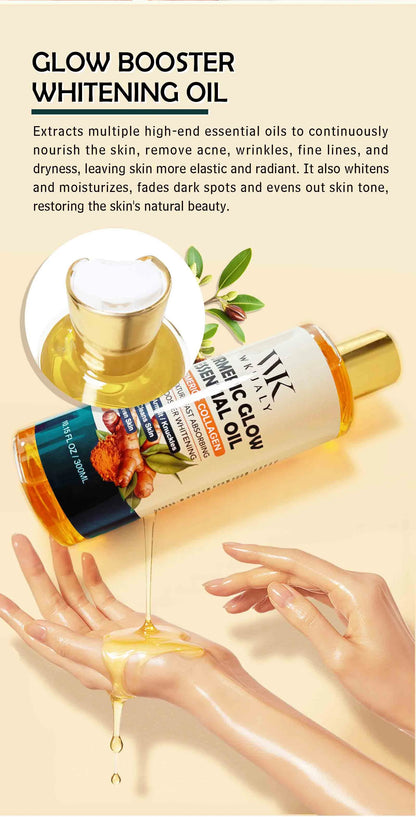 WK JALY Turmeric Glow Essential Body Oil, Moisturizing, Whitening, Fades Dark Armpit, Knuckles, Anti-Acne, Balance Uneven Skin