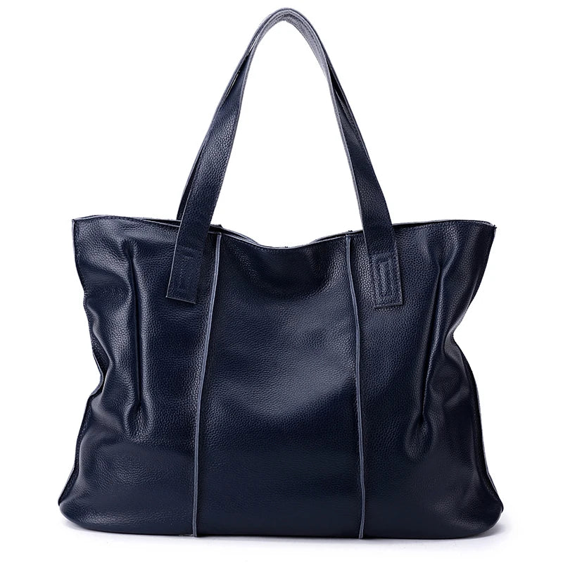 Women's Luxury Designer Natural Cowhide Soft Handbag Famale Fashion Shoulder Bag Ladies Cow Leather Large Capacity Tote Bag
