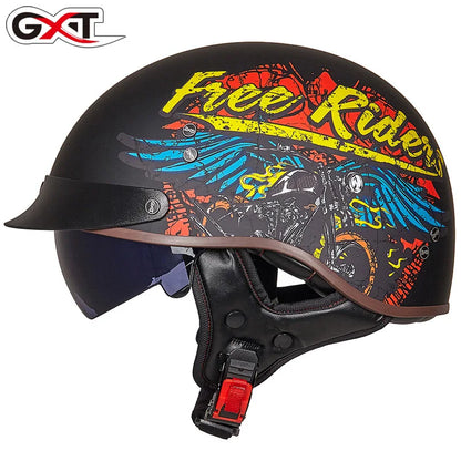 Retro Half Helmet Motorcycle Cruiser Helmet German Style Vintage Casco Moto Open Face Chopper Biker Pilot DOT Capacetes Para