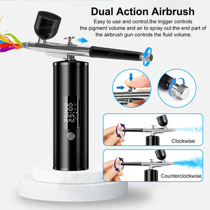 Airbrush Nail with Compressor Portable handheld Airbrush Rechargeable Sprayer Tool for Painting Nails Art Cake Tattoo Make
