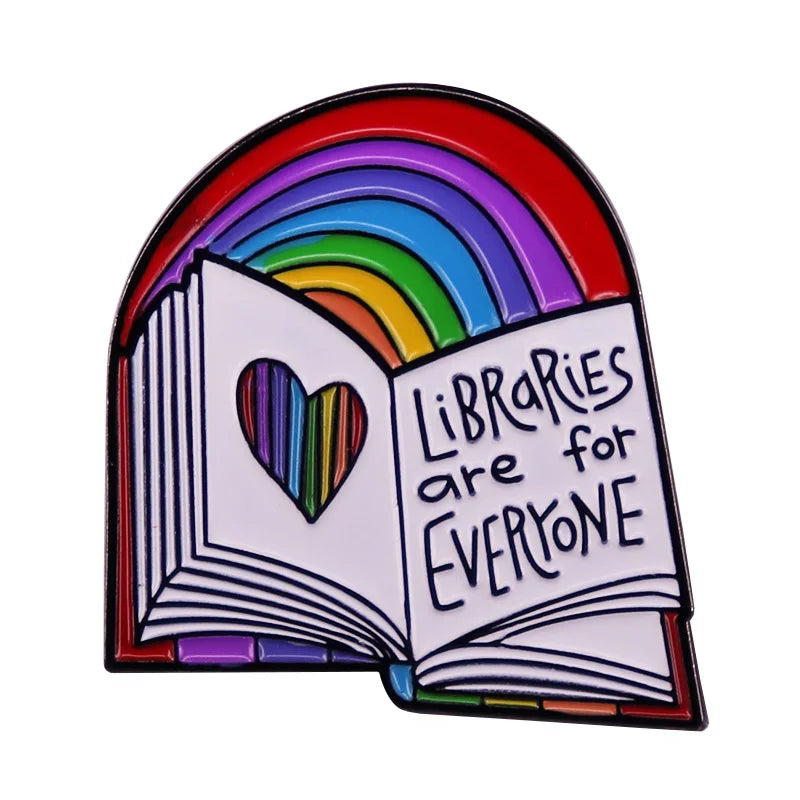 Enamel Pin Rainbow Pride Badge Book Bookish Brooch Jewelry