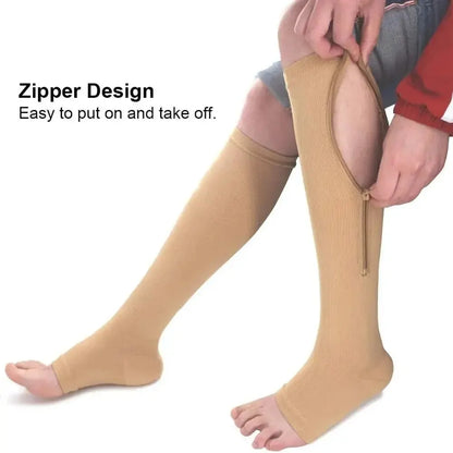 Zipper Compression Socks for Men with Varicose Veins Medical Diabetes Sports Socks for Running Cycling Women's Long Stockings