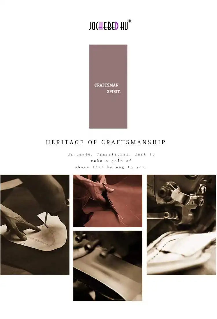 【JOCHEBED HU】Brand Genuine Leather Platform Shoes for Ladies Square Toes Women's Sewing Lines High Heels Leather